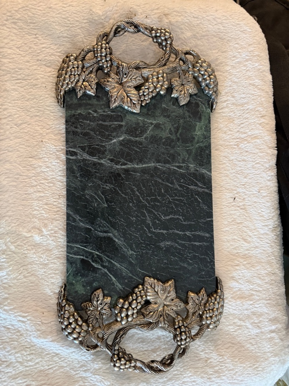 Godinger Green Marble Serving Board with Silver Grape Accents